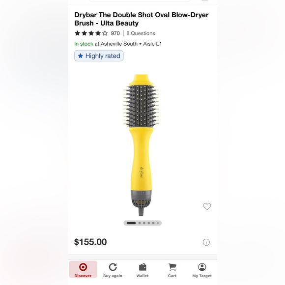 Drybar Yellow and Gray Hair Dryer Brush. New in box.